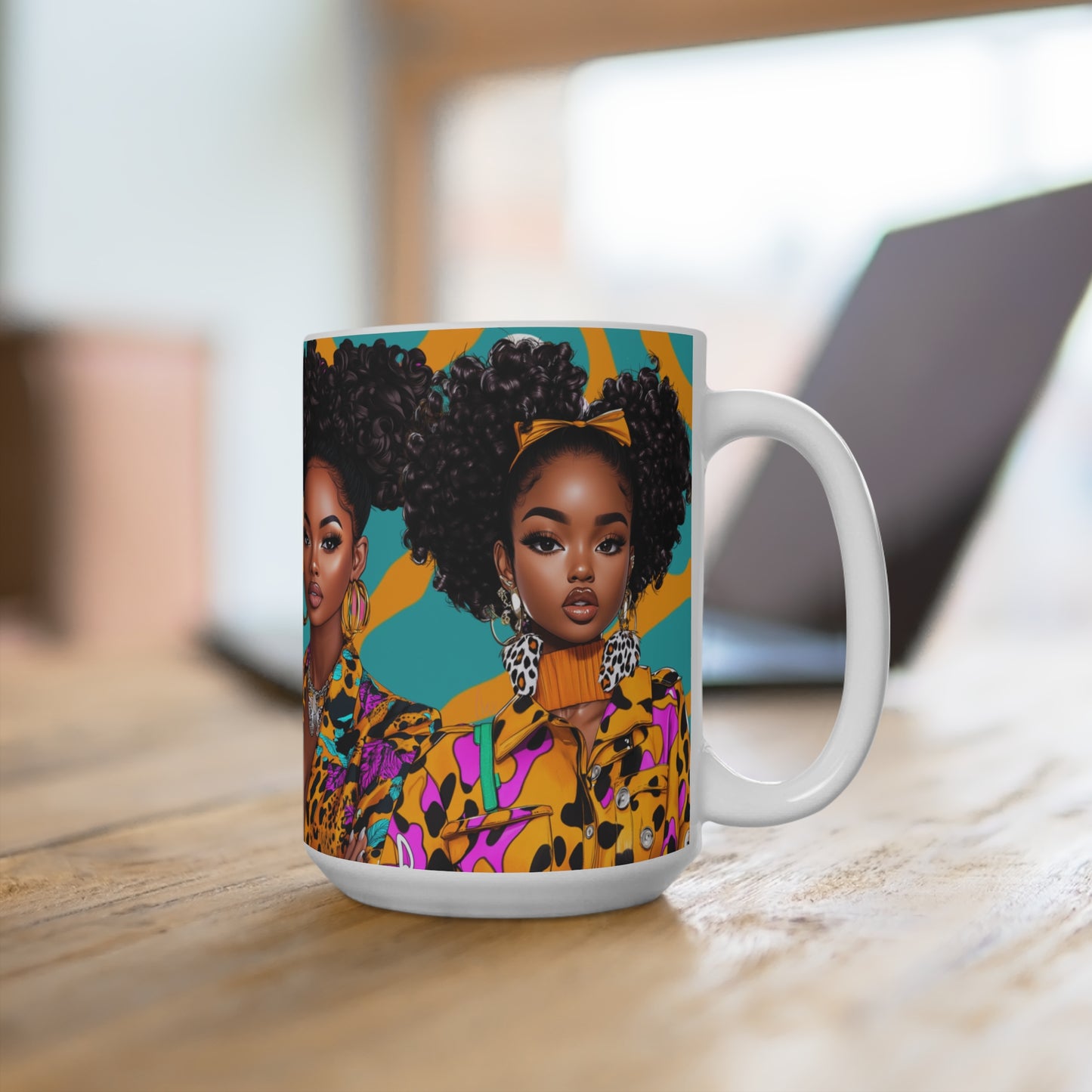 Turquoise Safari Chic Fashion Mug (15 oz)